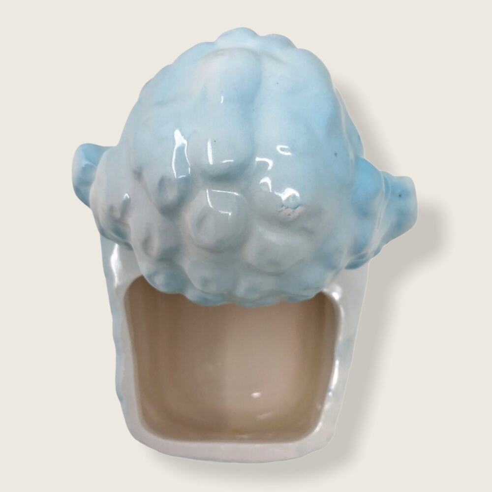 Baby Blue Ceramic Lamb Vase Planter Flower Pot Velco of Japan - Picture 5 of 7